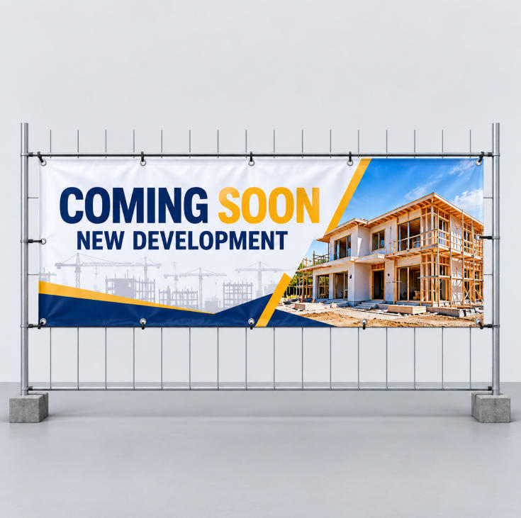 Vinyl Banner — Coming Soon fence